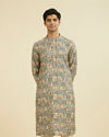 Cream-Dark Grey Kurta Pajama